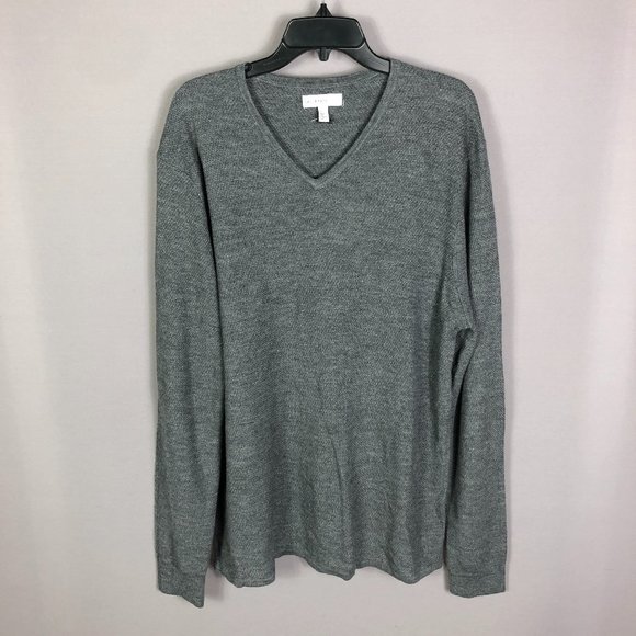 Calibrate Gray Knit V Neck Wool Blend Long Sleeve Sweater Size XL - Picture 1 of 6